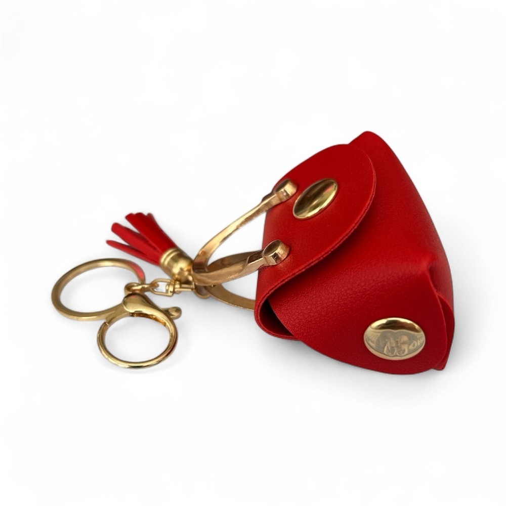 Red Mini Handbag Keychain/Bagcharm with Gold Accents - Picture 3 of 3